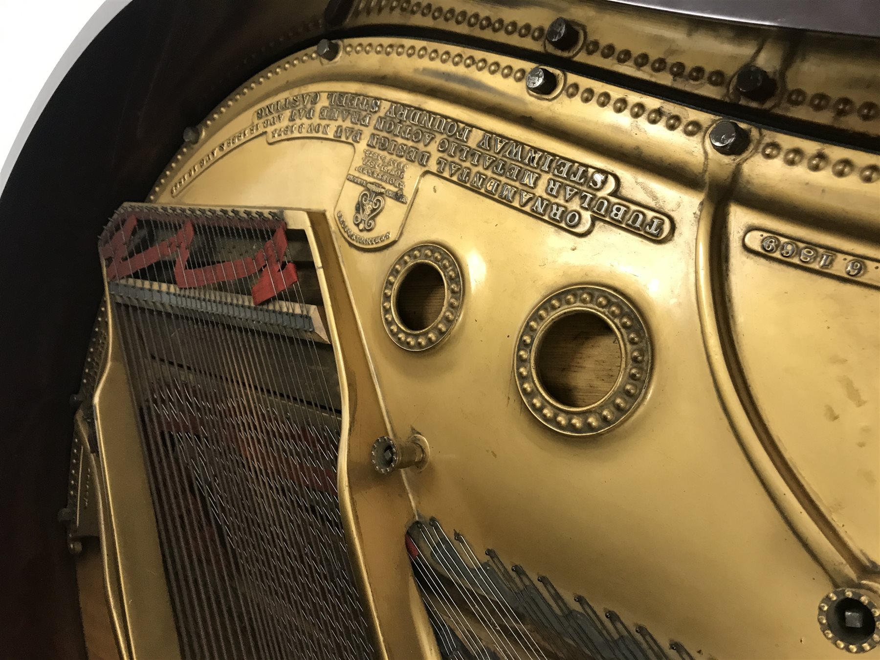 Steinway & Sons - Victorian rosewood cased grand piano, model 'O', iron framed and overstrung, serial no. '93958', circa. 1897, pierced scrolling music rest, turned and fluted supports with recessed castors, L187cm, W143cm, H99cm 