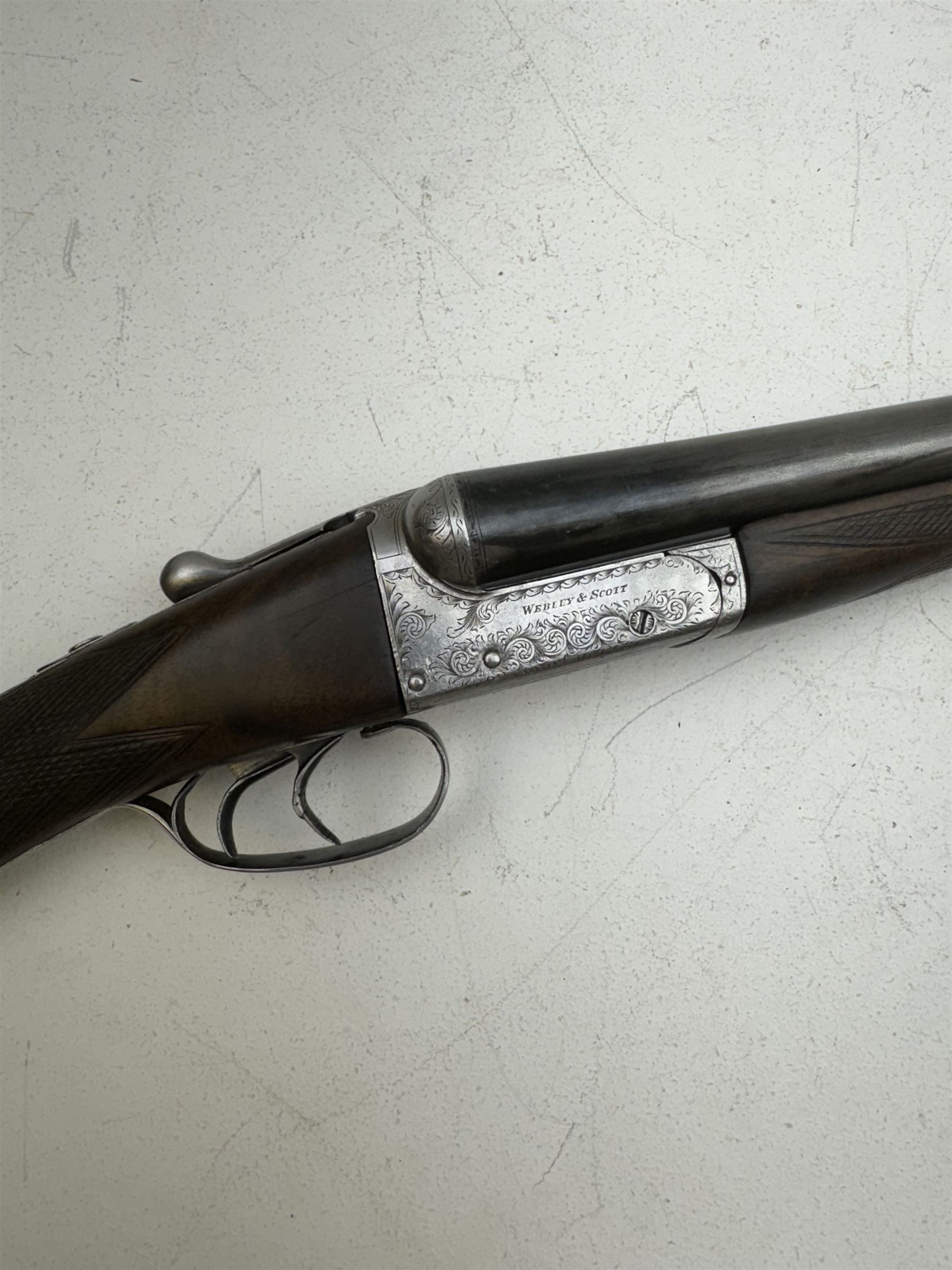 SHOTGUN CERTIFICATE REQUIRED - Webley & Scott Birmingham 12-bore double trigger boxlock ejector side-by-side double barrel shotgun with 76cm(30