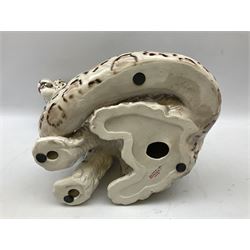 Ronzan fireside model of a snow leopard, with printed mark beneath, H38cm 