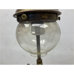 Mid century Tilley Table Model parffin lamp, with Tilley Durosil 182 glass globe shade, H53cm