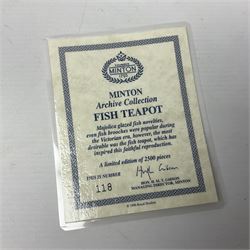 Minton Archive collection fish teapot, limited edition 118/2500, with certificate and original box 