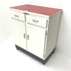 1950s/60s Fleetways painted kitchen cabinet, two drawers above two cupboards, W76cm, H89cm, D46cm