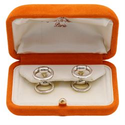 Hermès Nausicaa pair of silver cufflinks, French assay mark, boxed