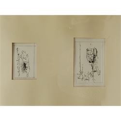 Hans Åsberg (Swedish 1932-): Landscape Sketches, set six miniature pen and inks framed as three signed and dated '81, max 9cm x 14cm (3)