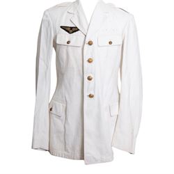 French air force Airship pilots officer's summer white tunic, with air force insignia abov...