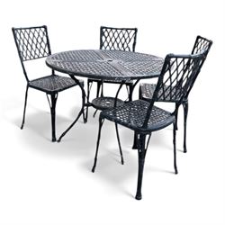 Cast aluminium garden table and chairs in a black finish