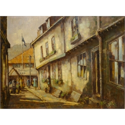  Donald Gray Midgely (British 1918-1995): Market Place Whitby, oil on board signed and dated '82, 37cm x 50cm Provenance: direct from the family Midgley was born in Halifax, moved to Whitby after his mother Lottie died. Lived at 2 Salt Pan Steps   