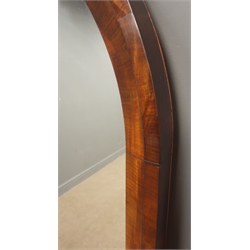  Victorian Dressing mirror, arched plate in moulded mahogany frame with pierced scrolled cresting, H173cm, W59cm  