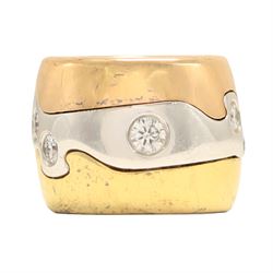 Georg Jensen Fusion 18ct white, rose and yellow gold diamond pendant, designed by Nina Koppel, set with seven round brilliant cut diamonds, stamped 750