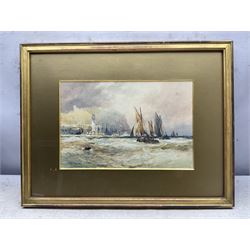 Robert Ernest Roe (British 1852-c1921): View of Scarborough Castle from the Ships, watercolour signed 20cm x 29cm 