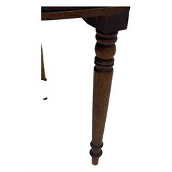 Mid-20th century mahogany four-tier serving tea trolley, heart-shaped cutout handles, on castors (H79cm, W55cm); Georgian mahogany corner washstand with single cupboard, raised on turned supports (H70cm, W54cm)