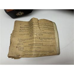 Late 19th century Italian lute back mandolin with segmented bowl back, bears label Gennaro Maglioni Napoli L61cm; in ebonised wooden case; together with another similar damaged Italian lute back mandolin for restoration or spares (2)