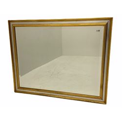 Rectangular wall mirror in gilt and silvered frame, bevelled glass 