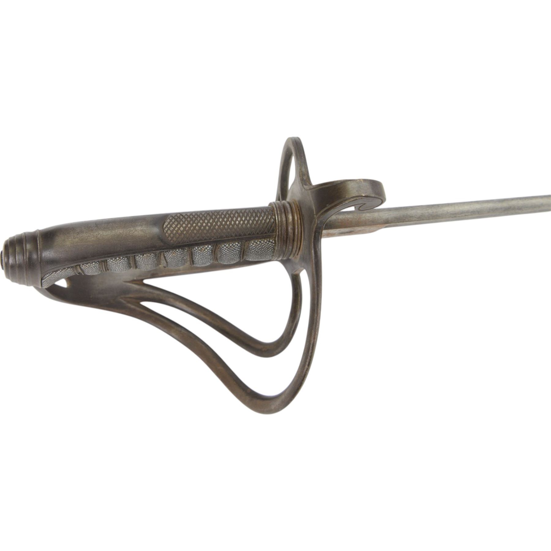 Victorian officer's sword, made by Dolan & Co, London, the 87cm single edge blade with makers mark 'Dolan & Co, St Martins Lane, London', steel swept two bar hilt, with wirebound fishskin grip, overall L102cm