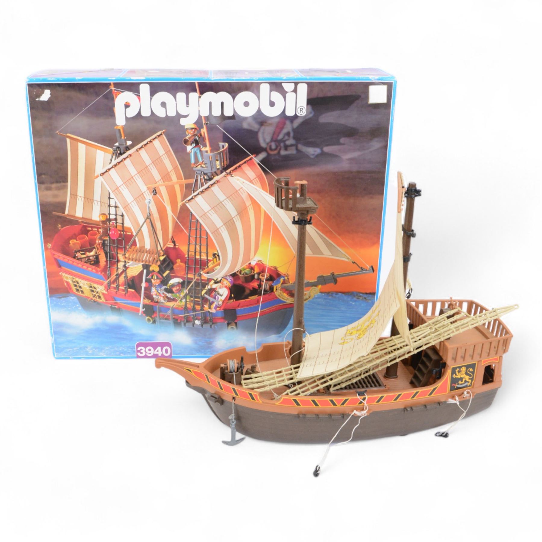 Playmobil pirate ship model no. 3940, boxed, together with a further unboxed Playmobil pirate ship (2)