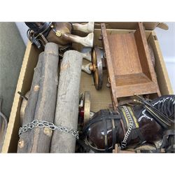 Melba Ware Shire horse figure and two similar, and four wood carts