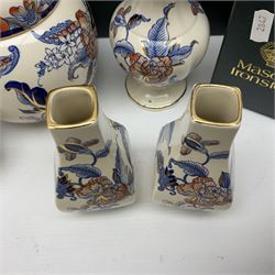 Masons Ironstone Cathay pattern ceramics, including vases, jugs, trinket boxes and trinket dishes, many in original boxes