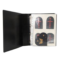 Collection of Royal Navy trade badges, including gold bullion thread examples, over one hundred items, in a binder file