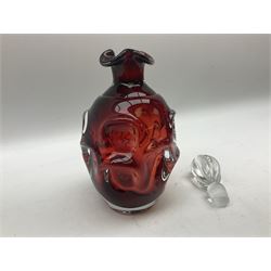Mid 20th century Swedish Aseda ruby glass Art Glass decanter