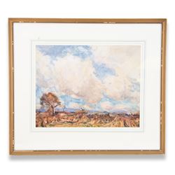 Rowland Henry Hill (Staithes Group 1873-1952): The Hayfield under Heavy Clouds, watercolour and gouache signed and dated 1919, 34.5cm x 44.5cm
