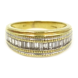  9ct gold baguette diamond ring, hallmarked  