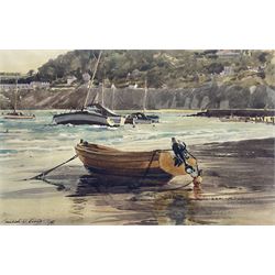 Michael W King (British 1928-): Moored Boats, watercolour signed and dated '78, 29cm x 45cm 