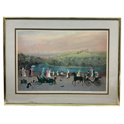 Helen Layfield Bradley (British 1900-1979): 'It was a Beautiful Place' and 'Our Picnic', two limited edition colour prints signed in pencil together with 'Miss Carter Came with Us' and 'Miss Carter Wore Pink', two books by Helen bradley max 47cm x 69cm (4)