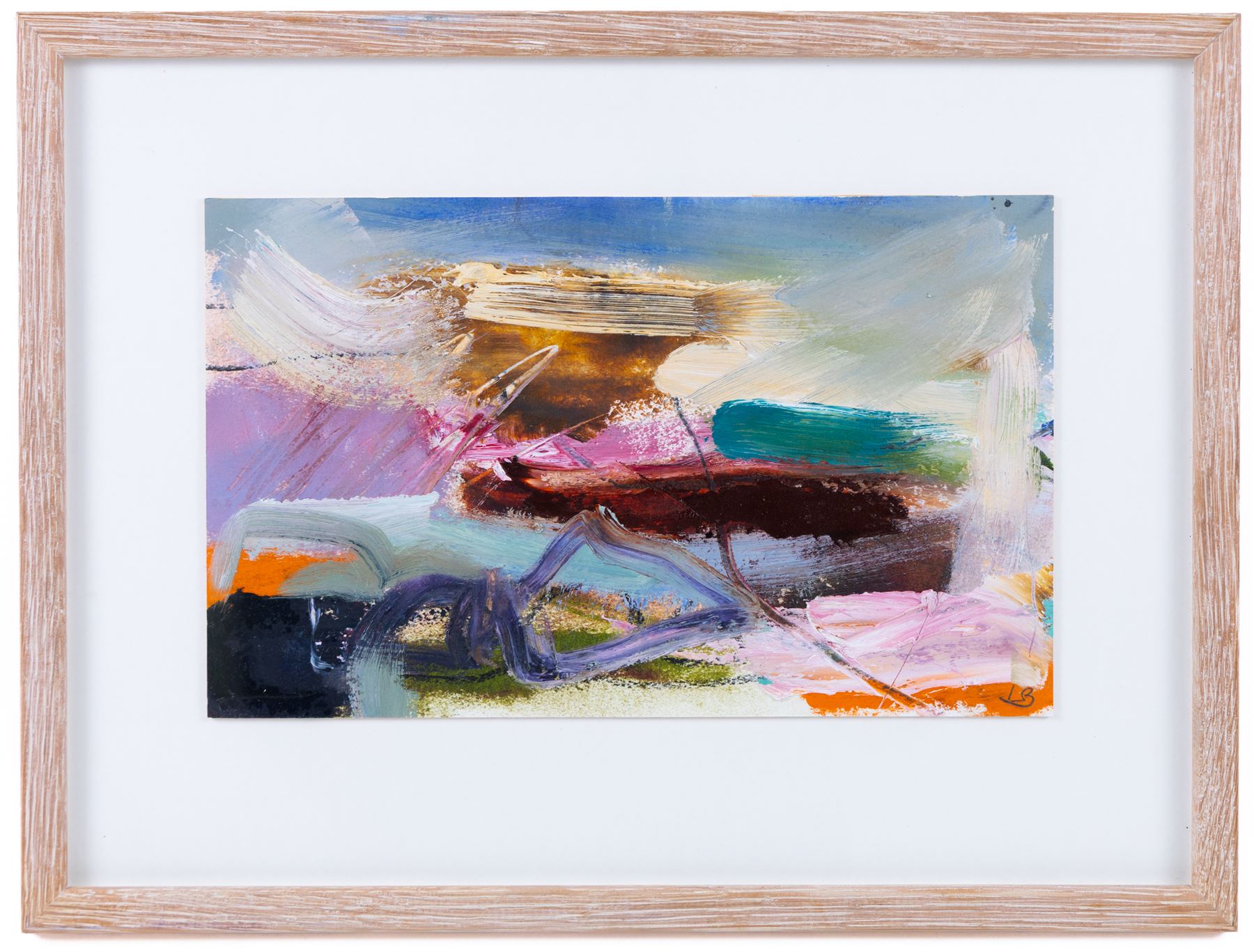 Lesley Birch (Yorkshire Contemporary): 'Sandsend Moment i', oil and mixed media on card signed with initials, 17cm x 28cm