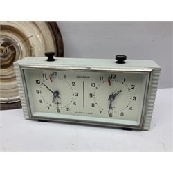 Metamec mantle clock together with Jantar chess clock and to other clocks 