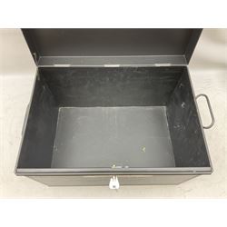 Black metal box, with key, L50cm, H32cm D35cm