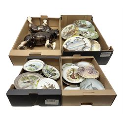 Melba ware shire horse and another similar shire, together with a collection of collectors plates, in four boxes