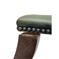 Georgian design swivel office desk chair, upholstered in buttoned green leather, on five spoke base with castors 