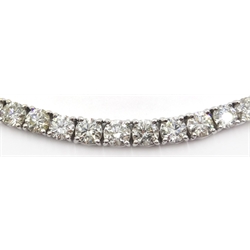  18ct white gold graduating diamond reverie line necklace, stamped 750, diamonds 18 carat  
