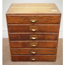 Early 20th century oak chest, six drawers, W40cm, H45cm, D28cm  