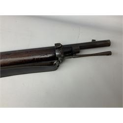Braendlin Armoury Martini action .577/450 falling back rifle, the 85cm rifled barrel stamped Alex. Henry Edinburgh & London with two barrel bands including Yatagan bayonet side fitting and clearing rod under, with leather sling, serial no.13332, L126cm (NB. Firing pin broken). 