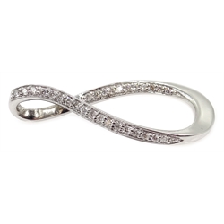  18ct white gold diamond set loop pendant, hallmarked  