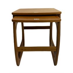 Nathan - teak Long John nest of tables and a singular nest of tables 