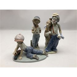 Three Lladro figures, comprising All Aboard no 7619, Can I Play no 7619 and Pals Forever, all with original boxes, largest example H22cm