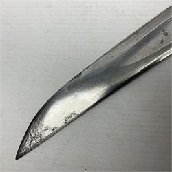 Late 18th century French 1st Empire Troupe a Pied Petit Montmorency Branch Tournante officer's sword, with 72.5cm slightly curving fullered blade, pierced brass hilt with lockable swivelling bar, fully wire-bound grip with lion head pommel, L88cm overall (no scabbard)