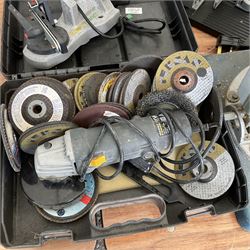 Handy Power angle grinder with discs, Nutool Compound mitre saw with spare discs, chain sharpener and angle grinder on stand - THIS LOT IS TO BE COLLECTED BY APPOINTMENT FROM DUGGLEBY STORAGE, GREAT HILL, EASTFIELD, SCARBOROUGH, YO11 3TX