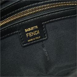 Fendi Baguette shoulder bag, black nappa leather with embossed FF monogram and quilted panels, the front flap secured by a gold-tone FF logo magnetic clasp engraved Fendi Made in Italy, with detachable leather shoulder strap and gold-tone hardware, interior leather tab stamped 'Baguette Fendi Made in Italy', together with original Fendi dust bag and box, W27cm D7cm H15cm