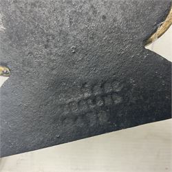 Brass fox mask and hunting whip door stop, H46cm