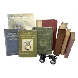 Pair vintage Kershaw Sportsman binocular glasses, together with books to include Nature Curious & Beautiful, The Toilers of the Sea, The confessions of a Poacher, etc 