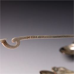 Collection of assorted silver teaspoons, souvenir spoons with enamel decoration etc