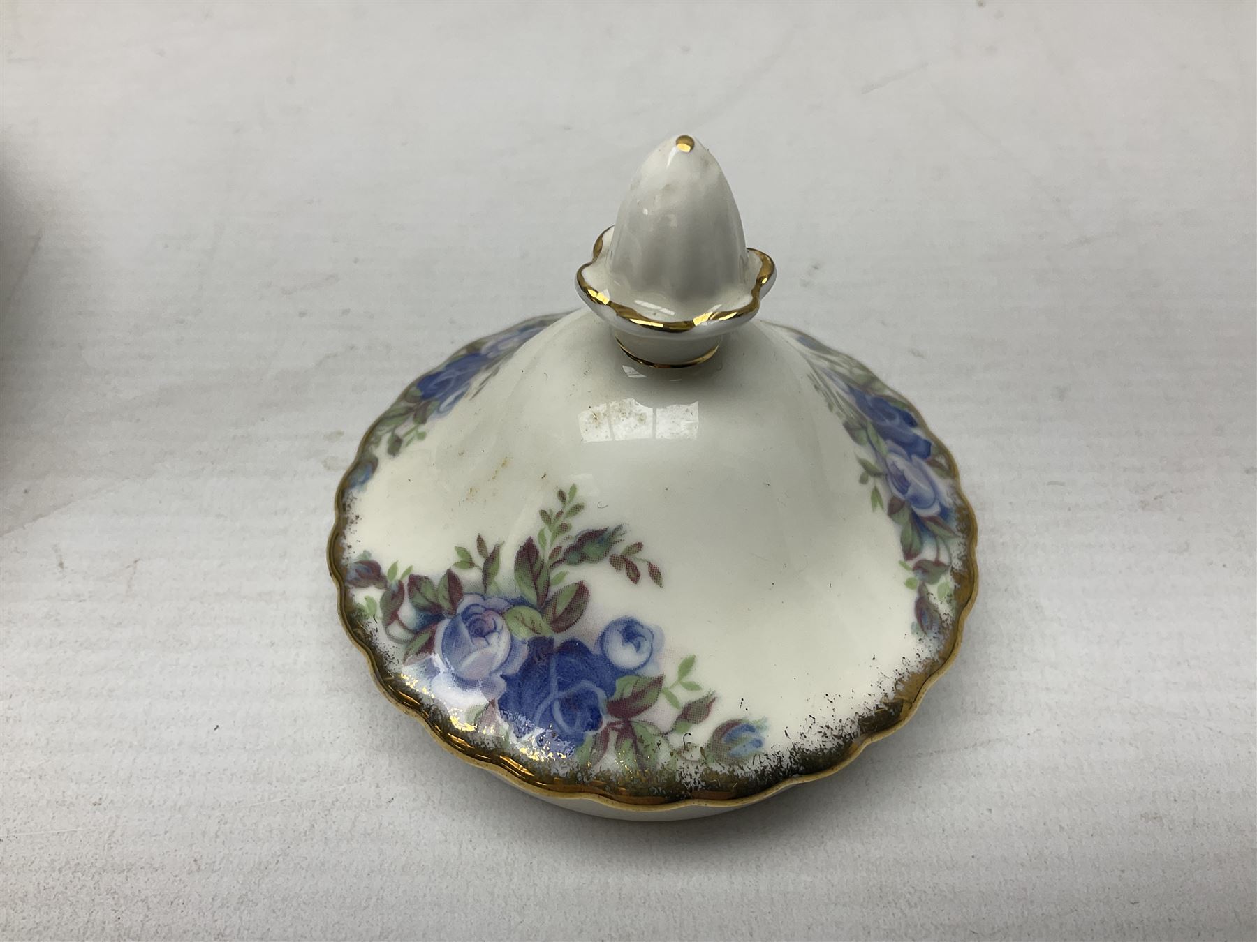 Royal Albert Moonlight Rose pattern dinner service for six, to include, dinner plates, bowls, soup bowls, twin handled soup bowls with saucers, twelve side plates, twin handled soup tureen with cover, twin handled serving dish and cover, sauce boat and saucer, teapot and warmer etc (51)
