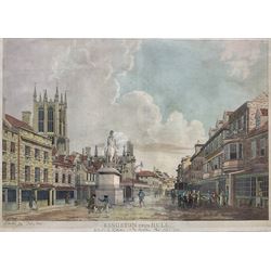 By and after Thomas Malton (British 1748-1804): 'Kingston upon Hull', showing the King William III statue, coloured aquatint pub. 34 Rathbone Place, 1st November 1780, 35cm x 49cm  