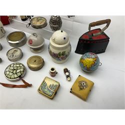 Collection of sewing accessories to include various tape measures, thimble holders and pin cushions etc