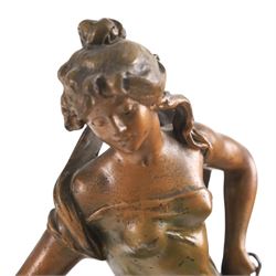 After Moreau, pair of spelter figures Les Bles and Nid de Mesanges