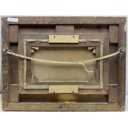 Attrib. Edgar Barclay (British 1842-1913): Wayside Camp, pair oils on canvas, one signed 'Barclay' 24cm x 40cm (2)