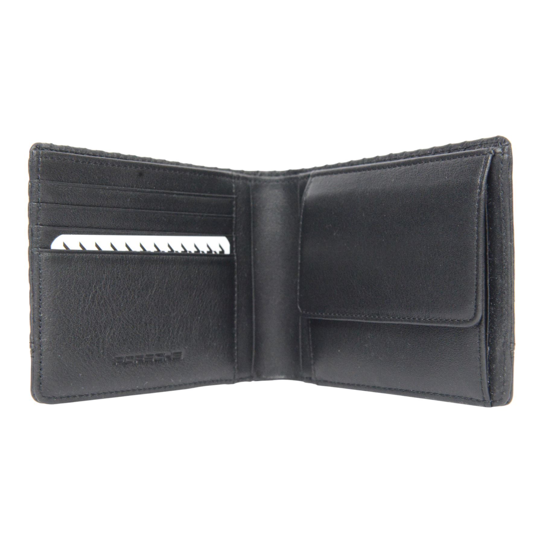 Porsche men's leather wallet, with protective slip cover in original box, wallet H9cm, L12cm 